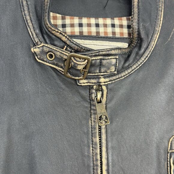 Top Gun Leather Jacket Mens XXL Distressed Moto Aviator Vintage Aviation - Picture 10 of 16